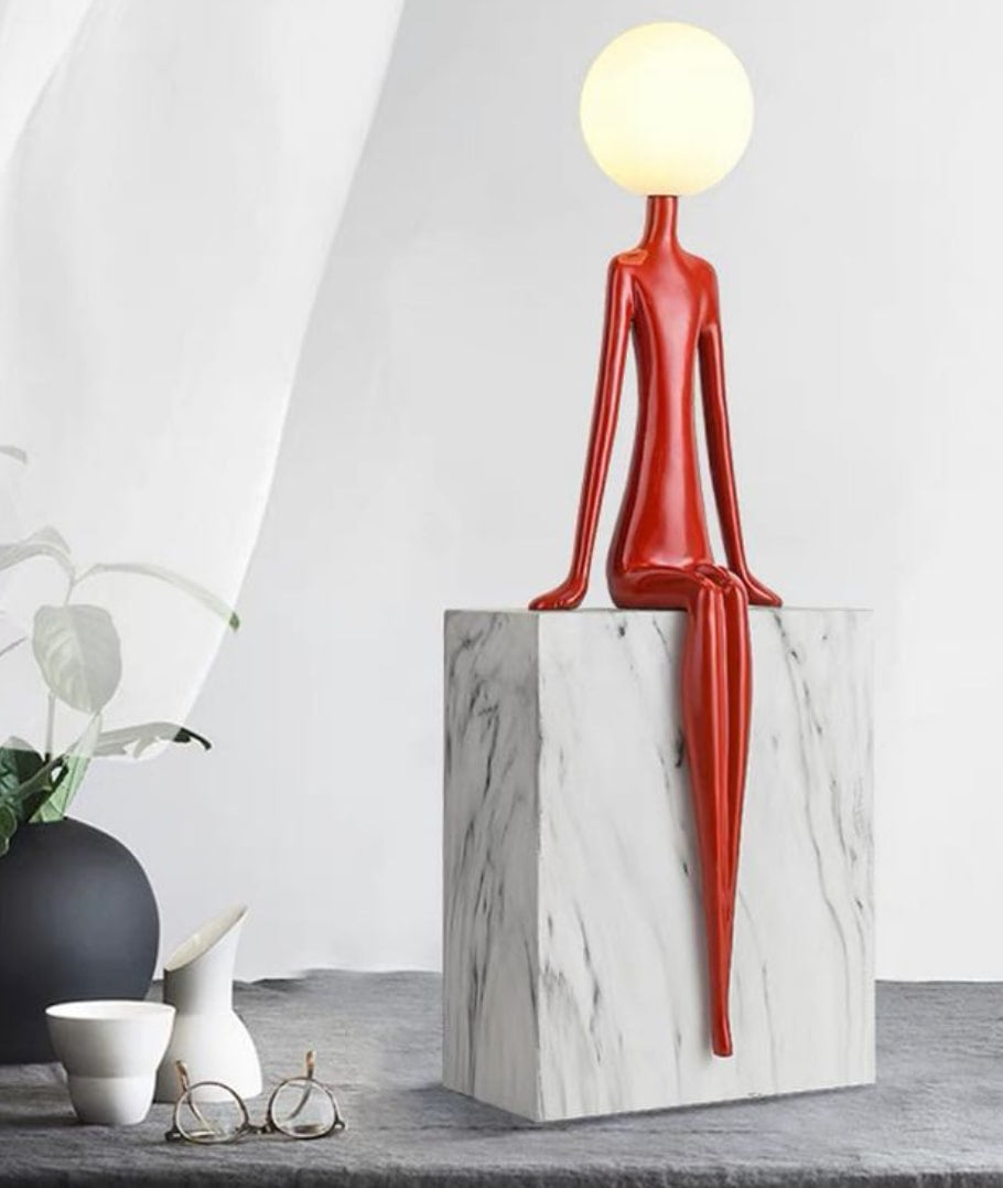 Sculptural Red Lamp